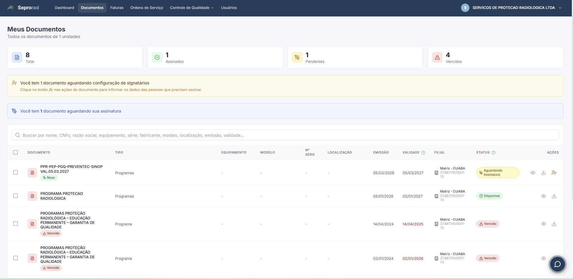 Portal Seprorad — Documentos